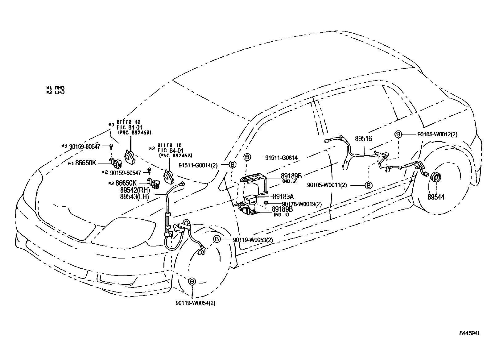 Toyota COROLLA ABS 和 VSC EPC diagram — 844594I