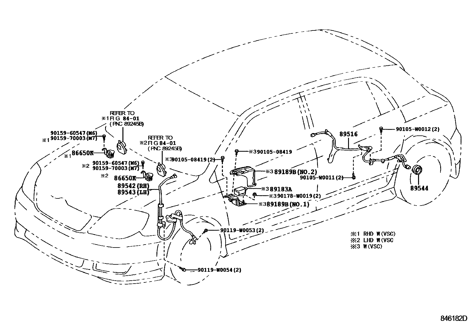 Toyota COROLLA ABS 和 VSC EPC diagram — 846182D