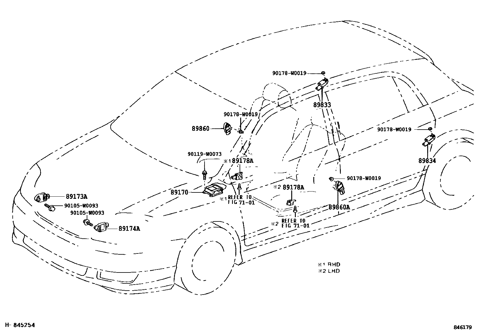 Toyota COROLLA 空气囊 EPC diagram — 846179