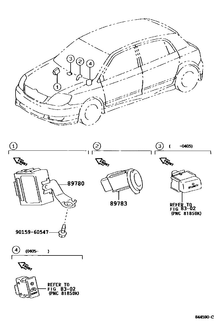 Toyota COROLLA 防盗装置 EPC diagram — 844590C