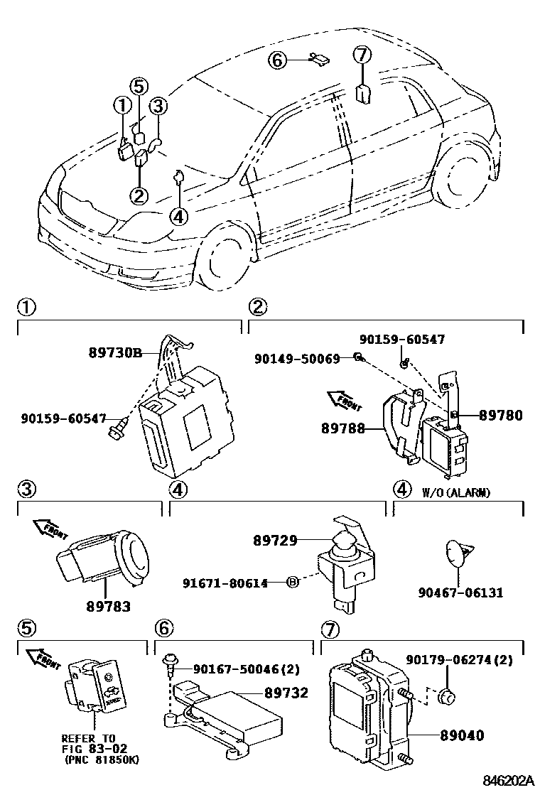 Toyota COROLLA 防盗装置 EPC diagram — 846202A
