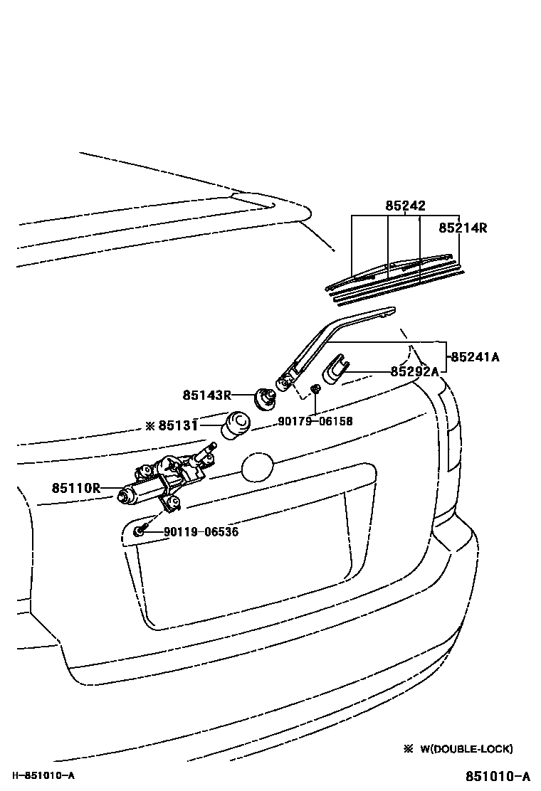 Toyota COROLLA 后刮水器 EPC diagram — 851010A