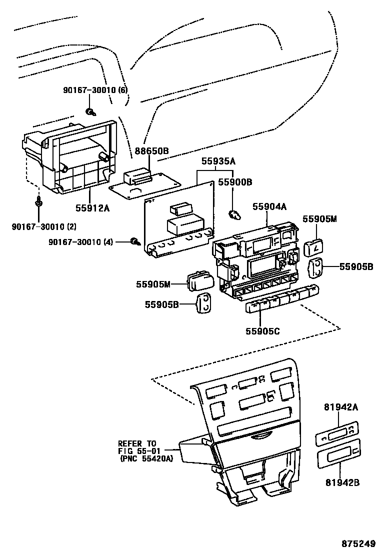 Toyota COROLLA 暖风和空调系统 - 控制器和风管 EPC diagram — 875249