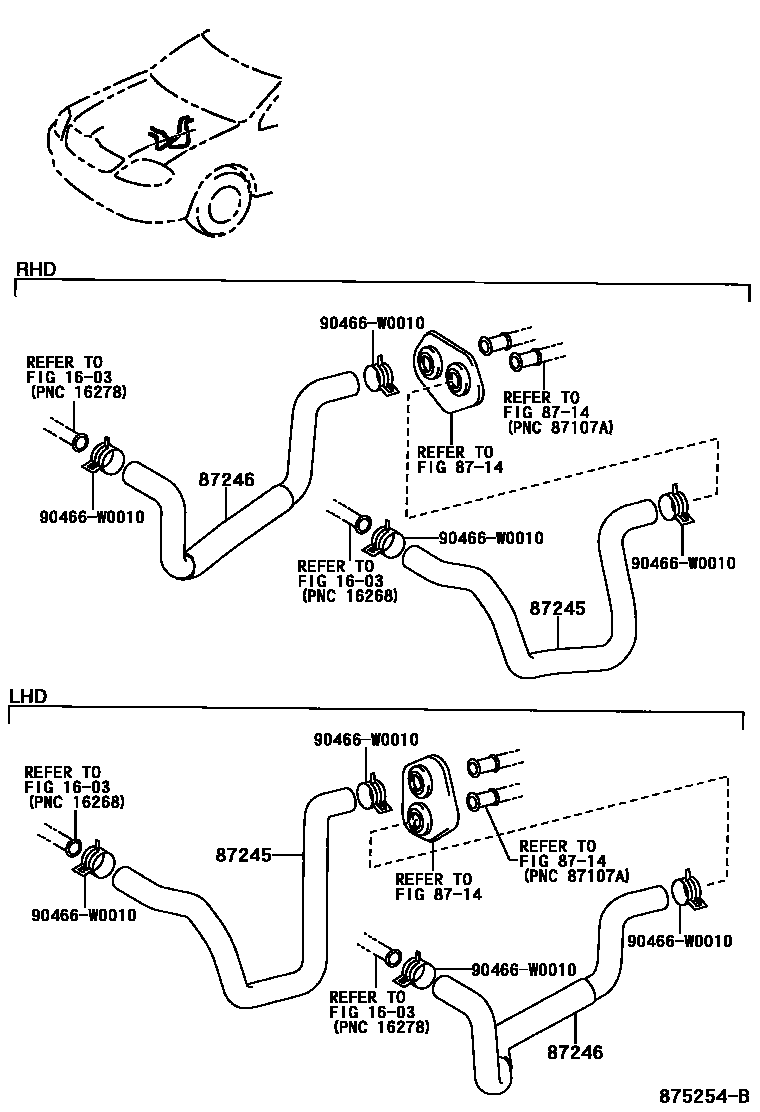 Toyota COROLLA 暖风和空调系统 - 水管 EPC diagram — 875254B