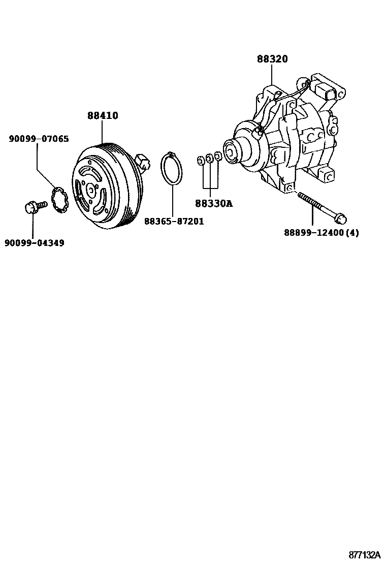 Toyota COROLLA Heating & Air Conditioning - Compressor EPC diagram — 877132A