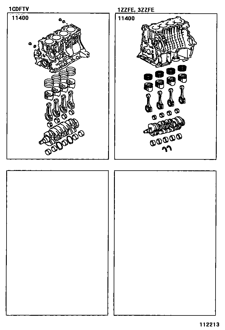 Toyota COROLLA Short Block Assembly EPC diagram — 112213
