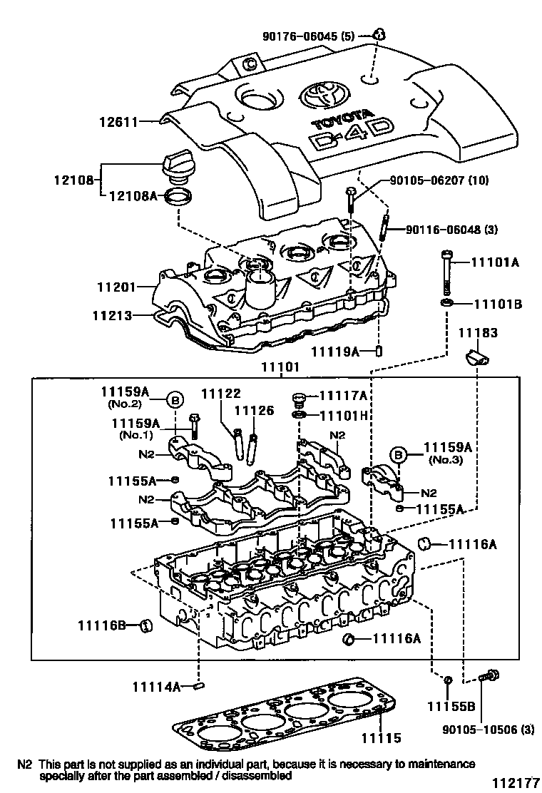 Toyota COROLLA Cylinder Head EPC diagram — 112177