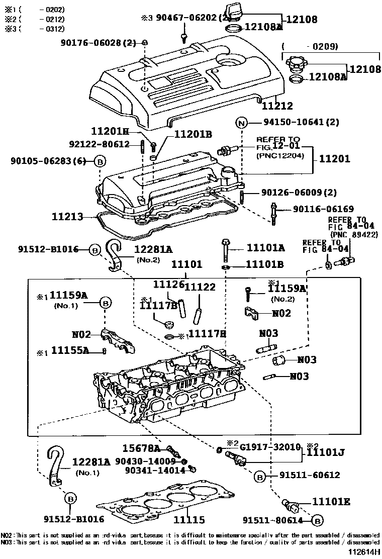 Toyota COROLLA Cylinder Head EPC diagram — 112614H