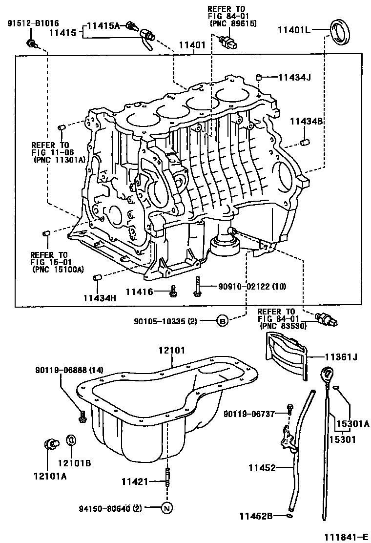 Toyota COROLLA Cylinder Block EPC diagram — 111841E