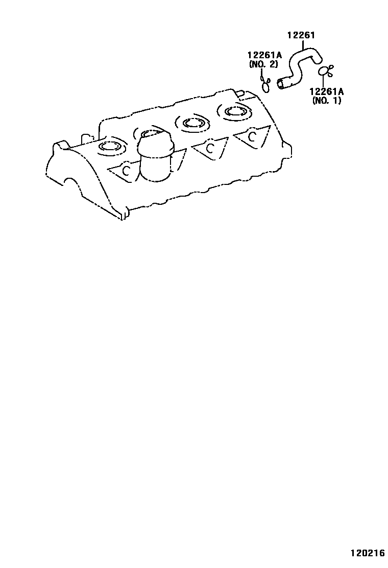 Toyota COROLLA Ventilation Hose EPC diagram — 120216