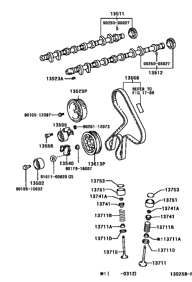 Toyota COROLLA Camshaft & Valve EPC diagram — 130258F