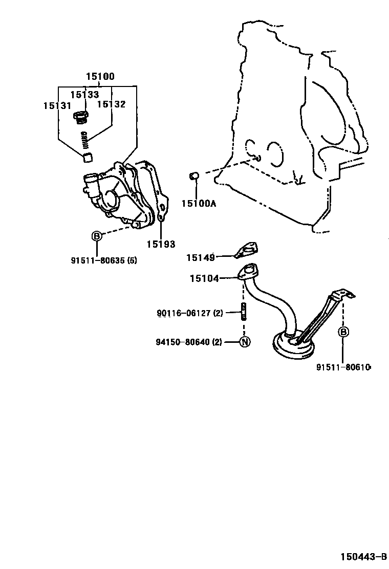 Toyota COROLLA Engine Oil Pump EPC diagram — 150443B