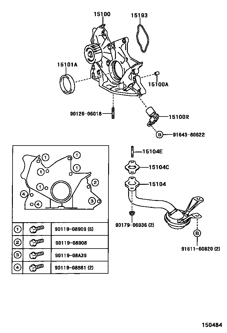 Toyota COROLLA Engine Oil Pump EPC diagram — 150484