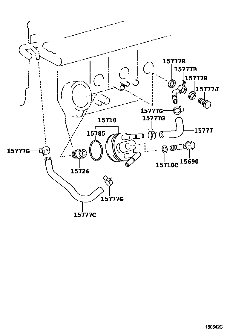 Toyota COROLLA Engine Oil Cooler EPC diagram — 150542C