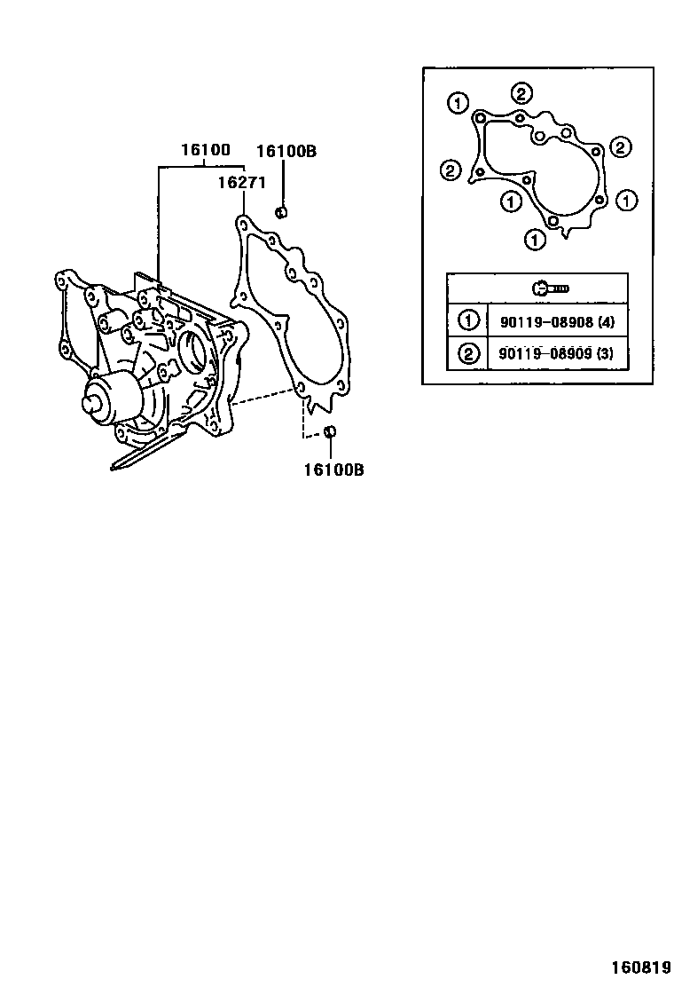 Toyota COROLLA Water Pump EPC diagram — 160819
