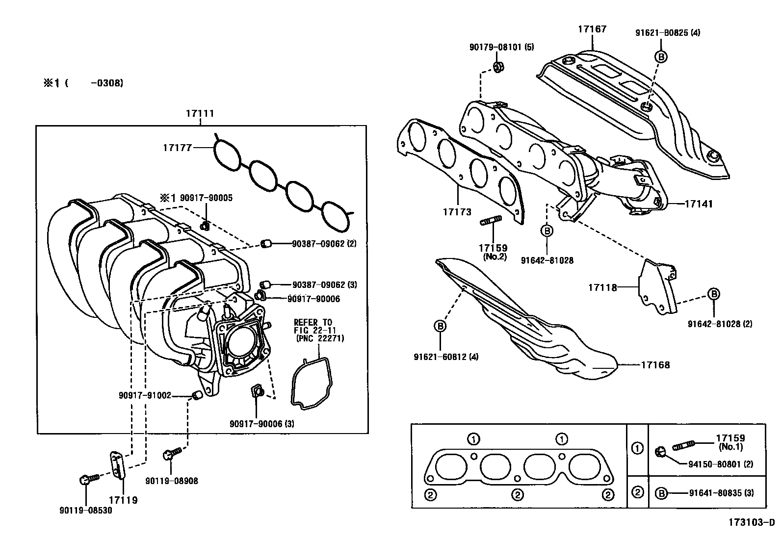 Toyota COROLLA Manifold EPC diagram — 173103D