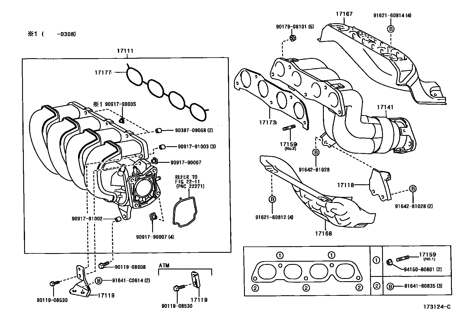 Toyota COROLLA Manifold EPC diagram — 173124C