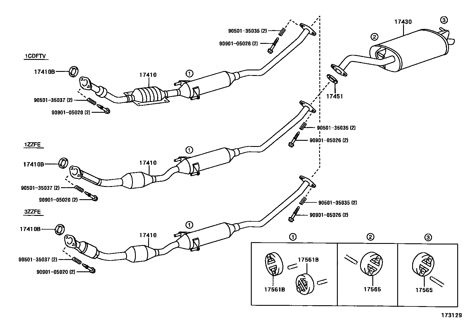 Toyota COROLLA Exhaust Pipe EPC diagram — 173129