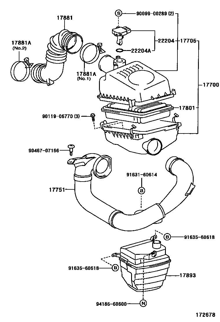 Toyota COROLLA Air Cleaner EPC diagram — 172678