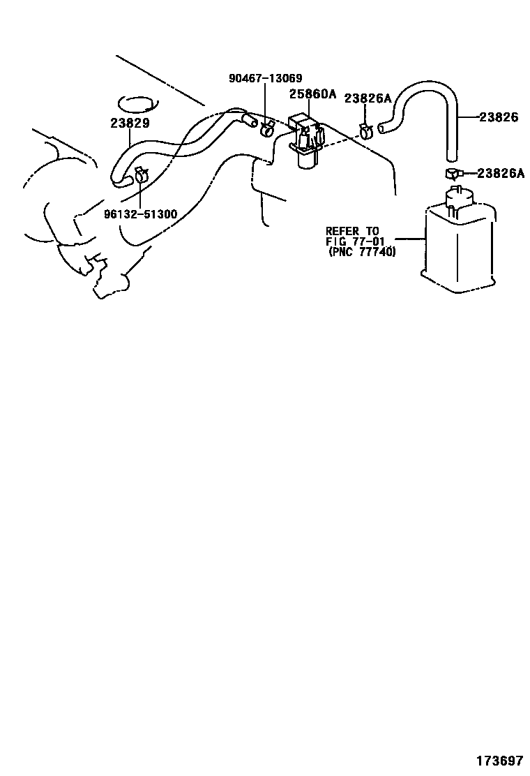 Toyota COROLLA vacuum tube EPC diagram — 173697