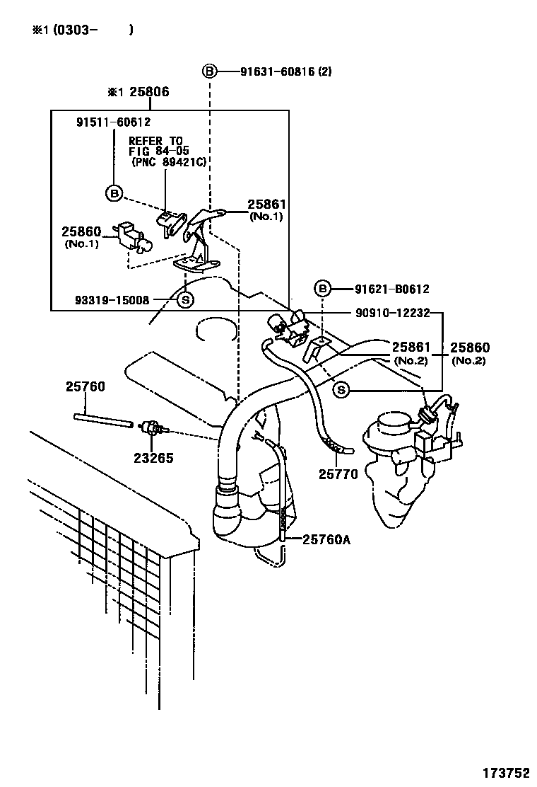 Toyota COROLLA vacuum tube EPC diagram — 173752