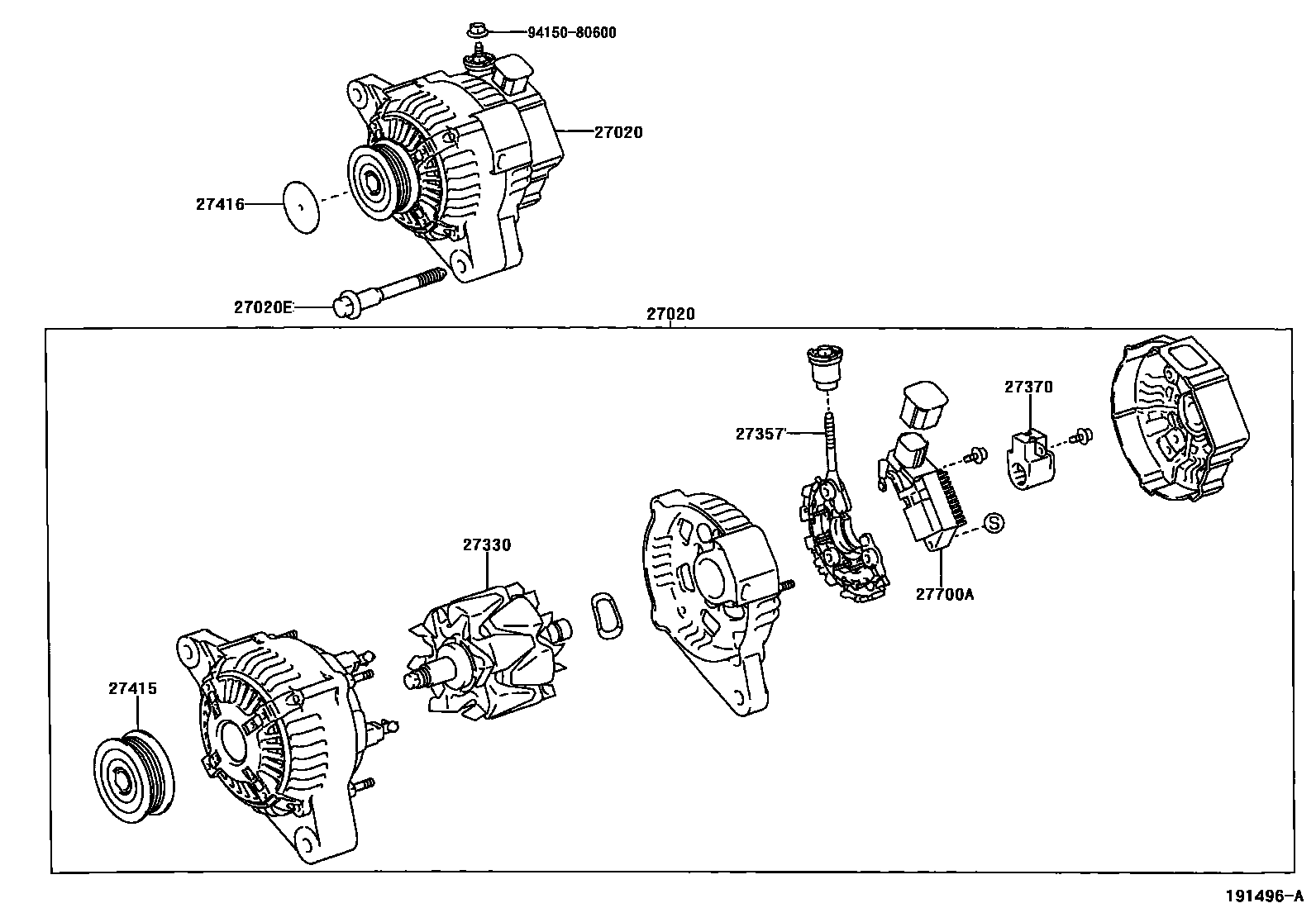 Toyota COROLLA Alternator EPC diagram — 191496A