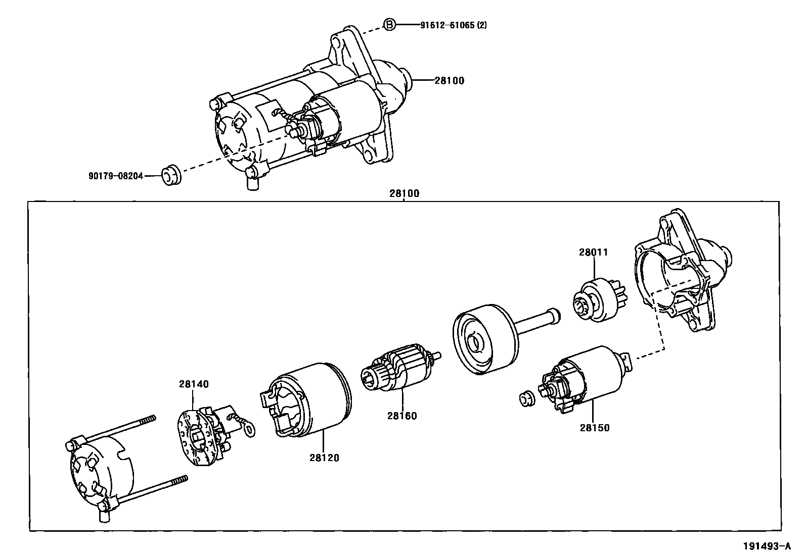 Toyota COROLLA 起动机 EPC diagram — 191493A