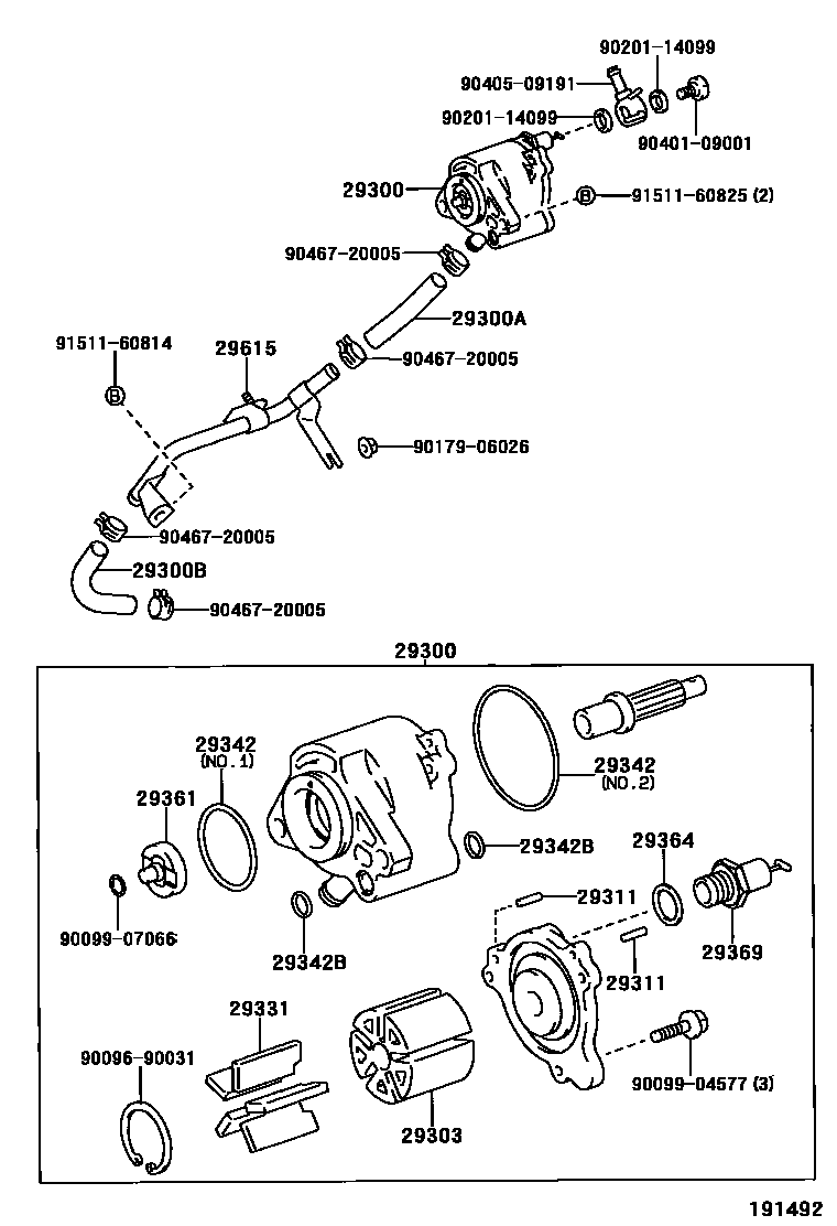 Toyota COROLLA 真空泵 EPC diagram — 191492