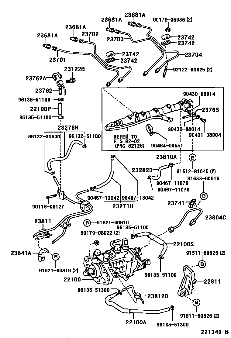 Toyota COROLLA 喷油泵总成 EPC diagram — 221349B
