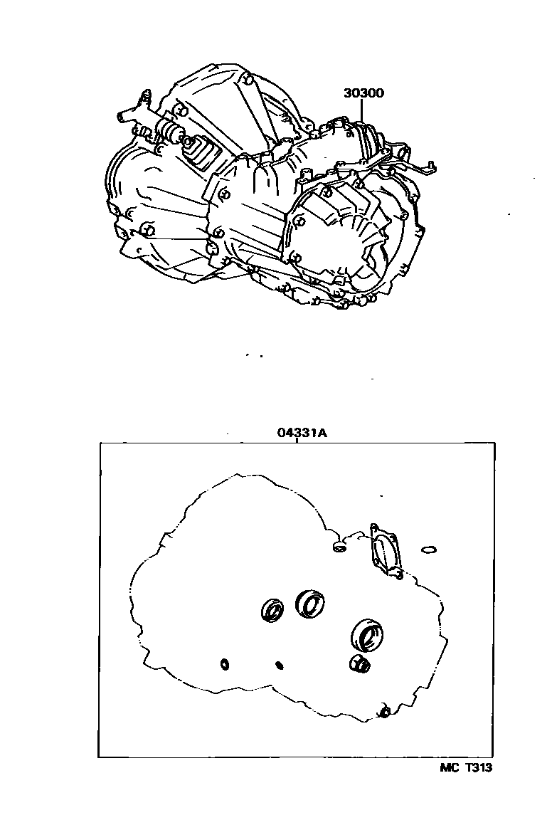 Toyota COROLLA 传动桥或变速器总成和衬垫组件(MTM) EPC diagram — MCT313