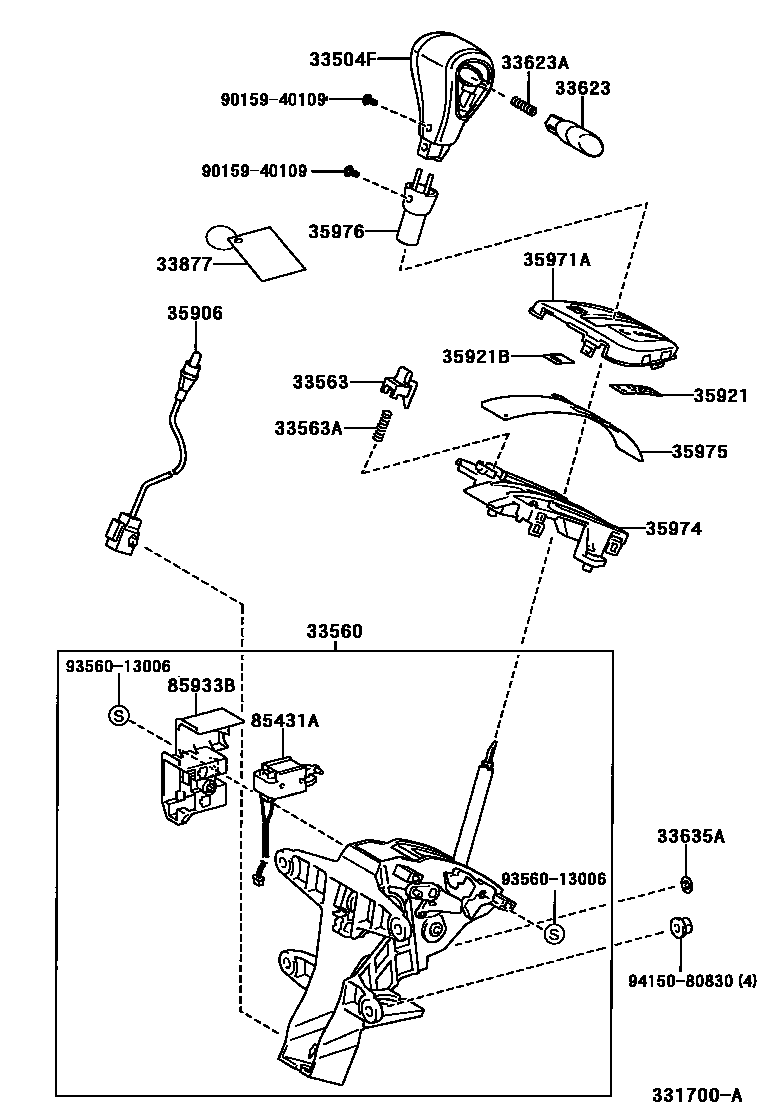 Toyota COROLLA Shift Lever & Retainer EPC diagram — 331700A