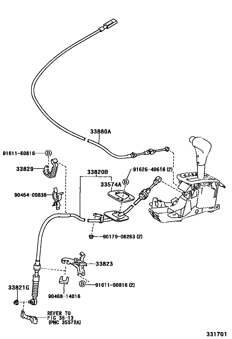 Toyota COROLLA Shift Lever & Retainer EPC diagram — 331701