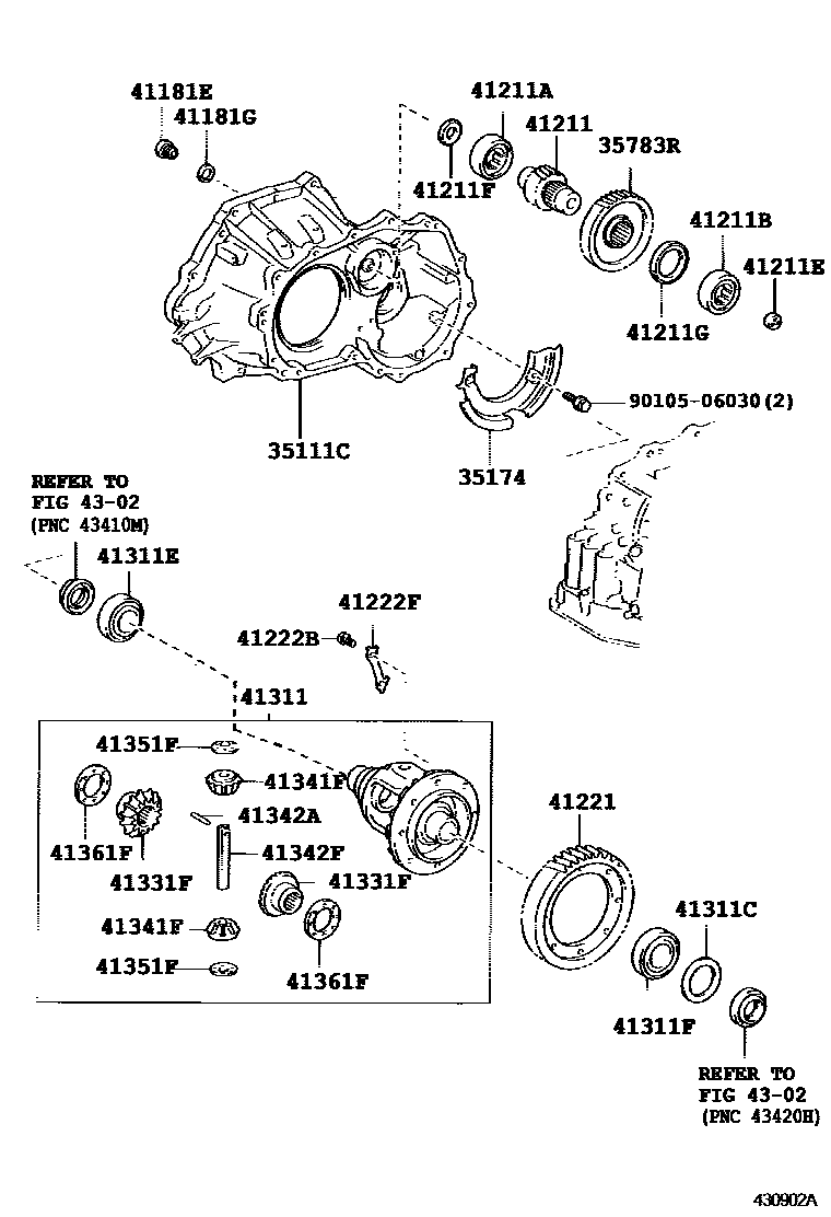 Toyota COROLLA 前桥壳和差速器 EPC diagram — 430902A