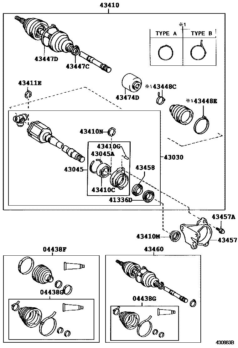 Toyota COROLLA Front Drive Shaft EPC diagram — 430883B