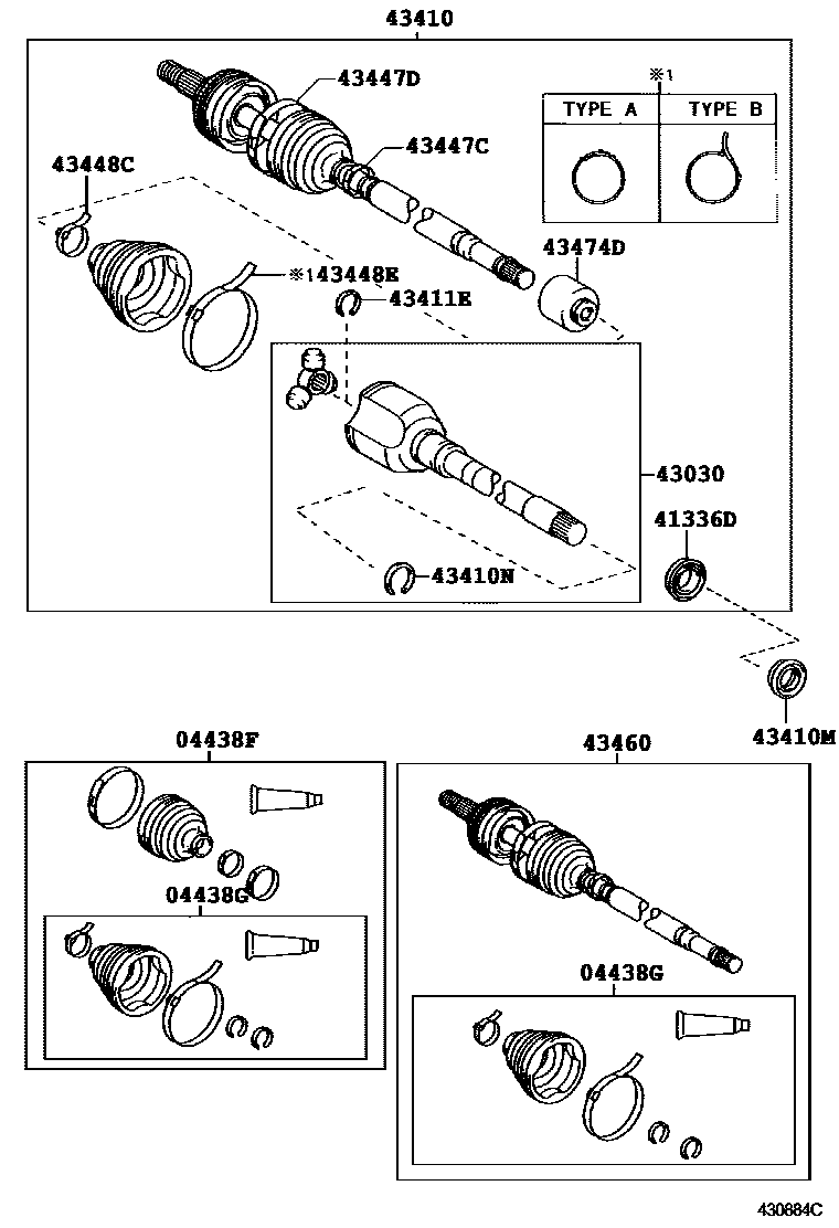 Toyota COROLLA Front Drive Shaft EPC diagram — 430884C