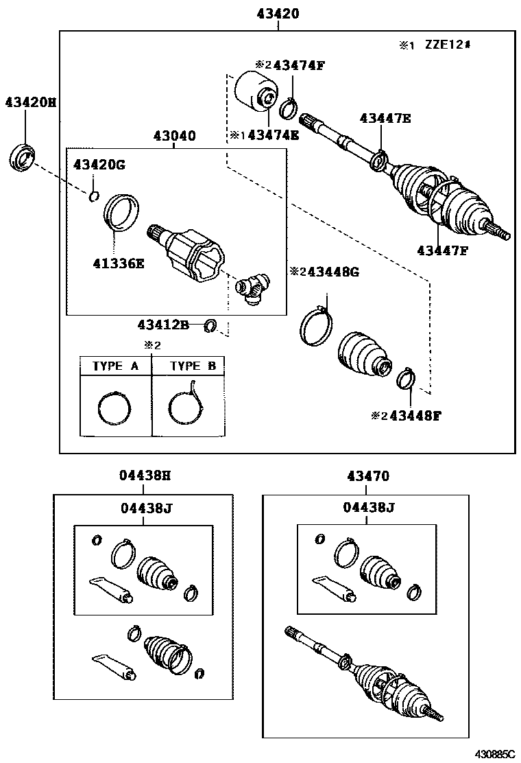 Toyota COROLLA Front Drive Shaft EPC diagram — 430885C
