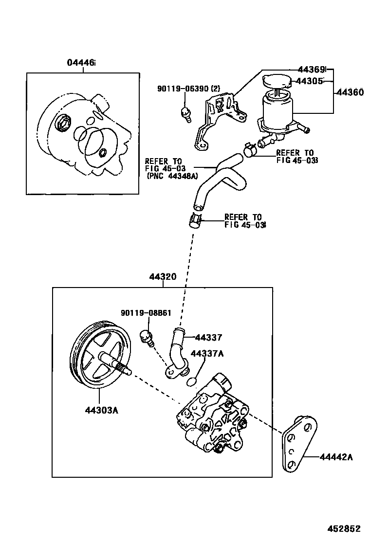 Toyota COROLLA 叶片泵和储油罐(动力转向) EPC diagram — 452852