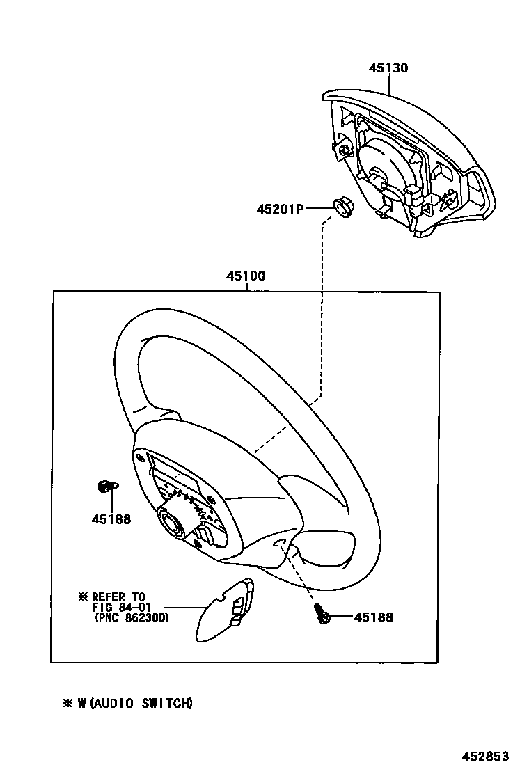 Toyota COROLLA Steering Wheel EPC diagram — 452853