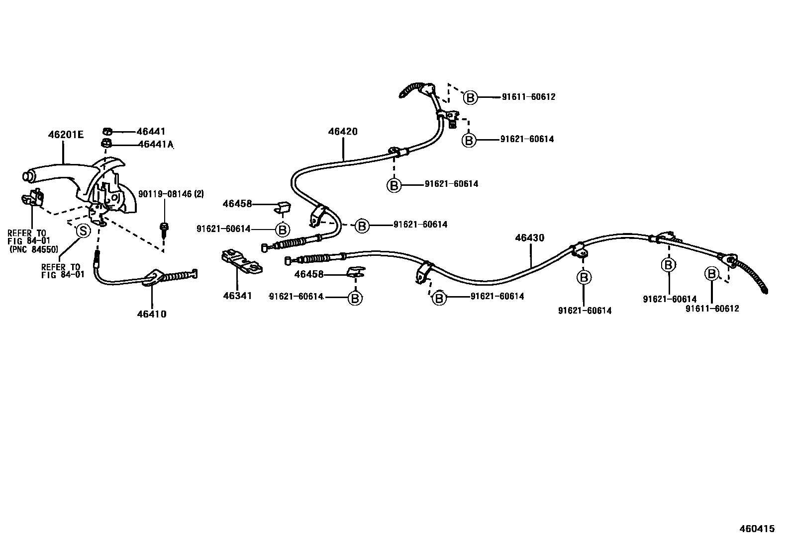 Toyota COROLLA Parking Brake & Cable EPC diagram — 460415