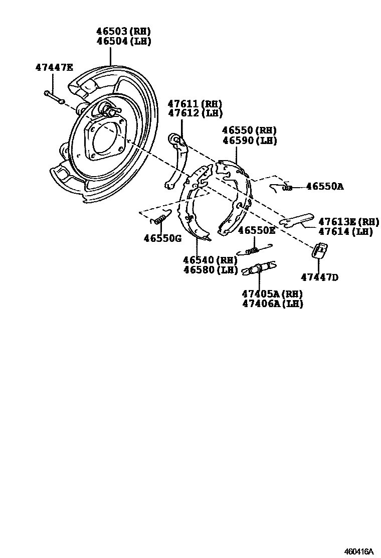 Toyota COROLLA Parking Brake & Cable EPC diagram — 460416A