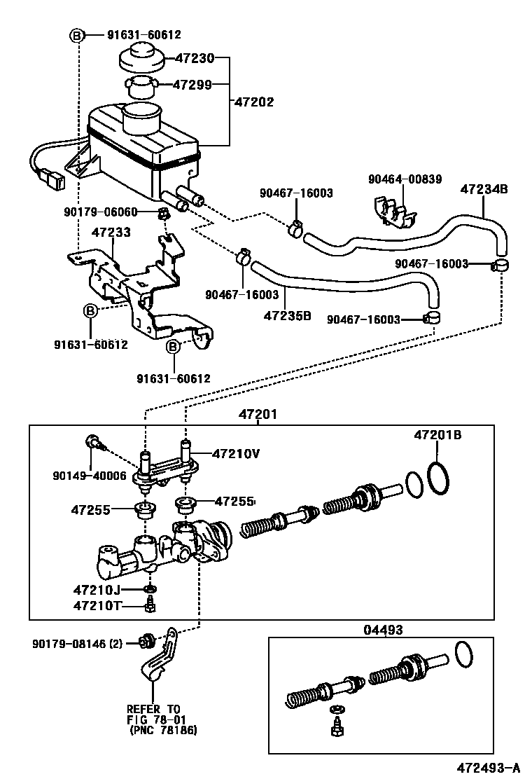 Toyota COROLLA 制动总泵 EPC diagram — 472493A