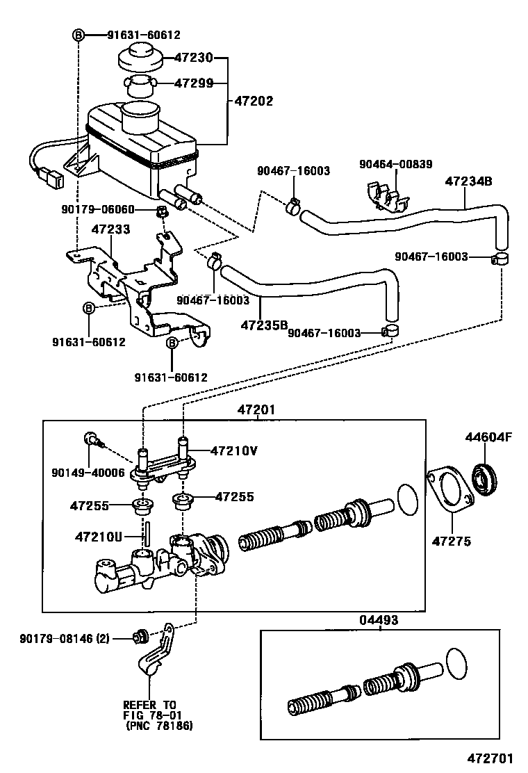 Toyota COROLLA 制动总泵 EPC diagram — 472701