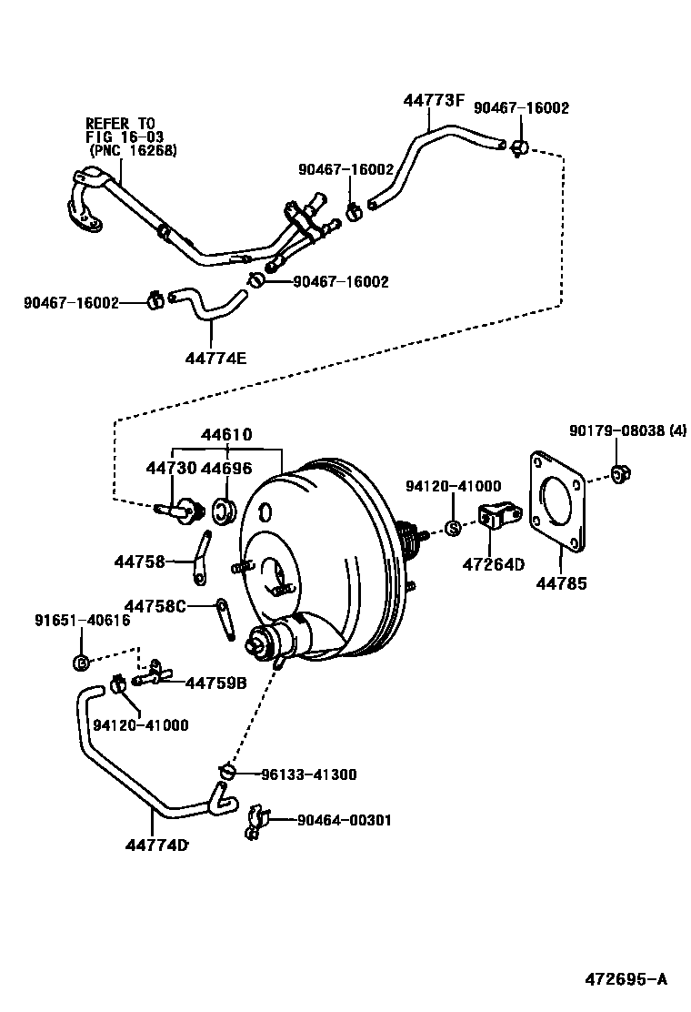 Toyota COROLLA 制动助力器和真空管 EPC diagram — 472695A