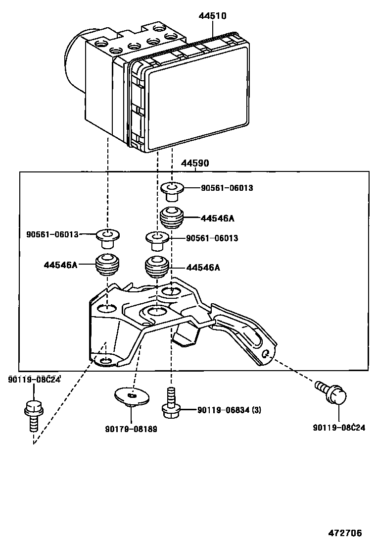 Toyota COROLLA 制动配管和卡箍 EPC diagram — 472706