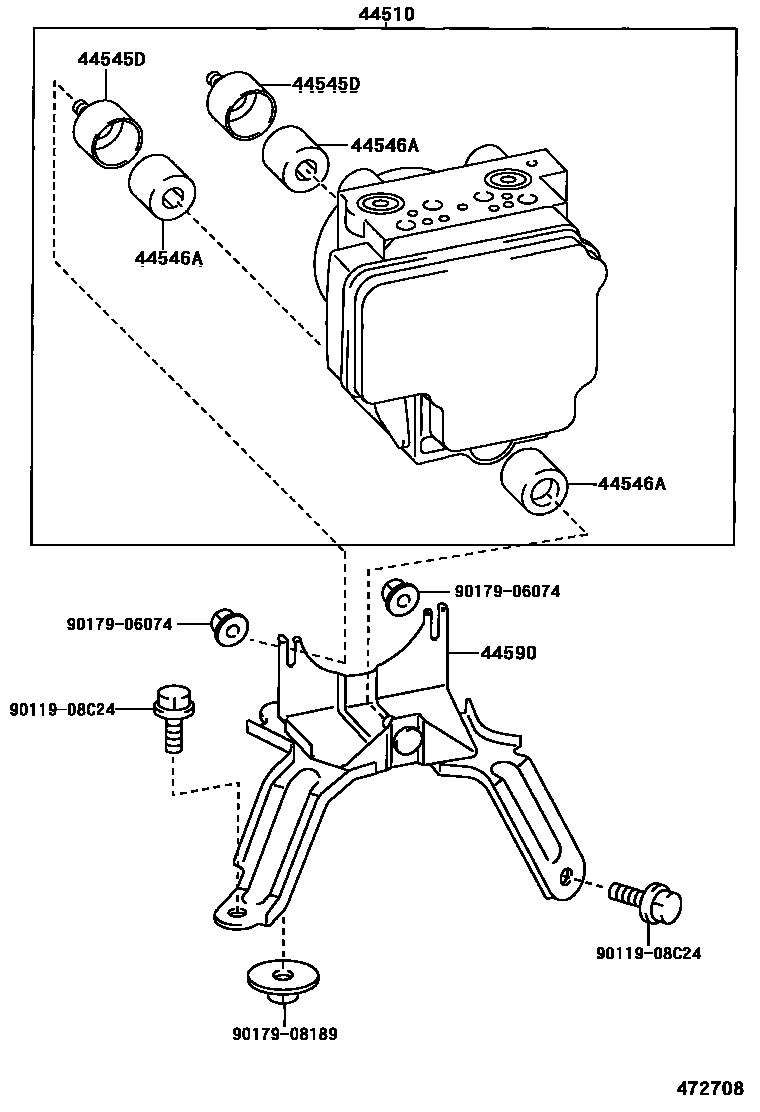 Toyota COROLLA 制动配管和卡箍 EPC diagram — 472708