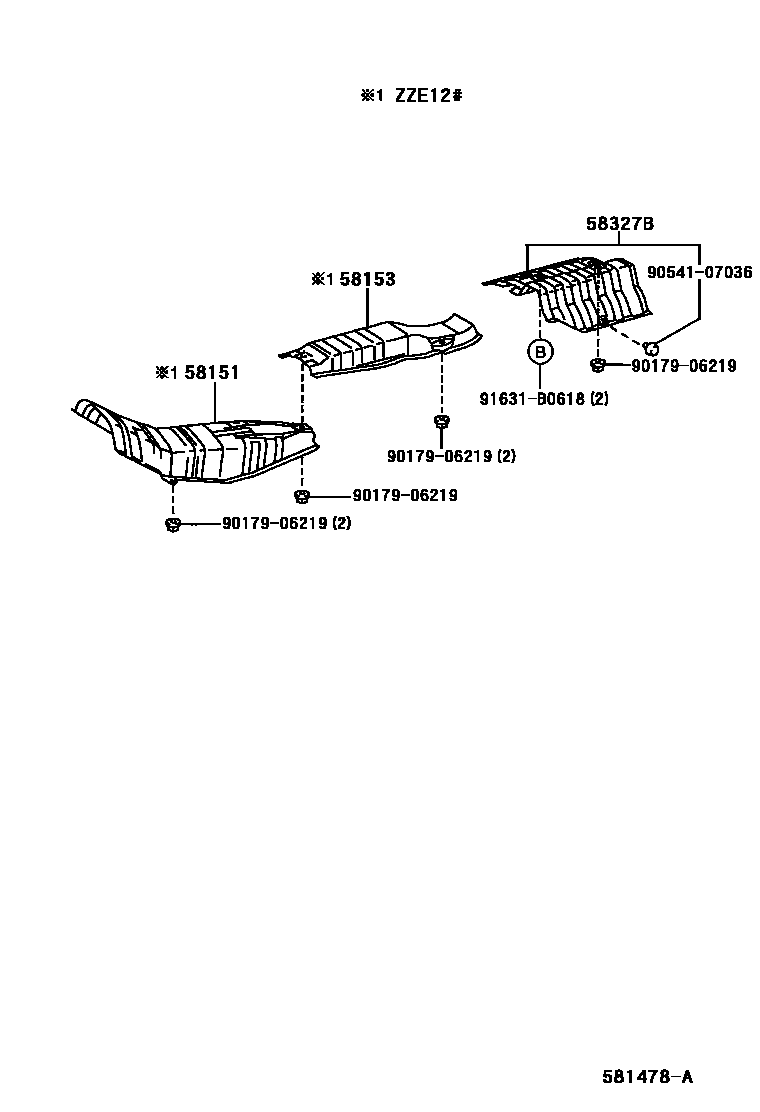 Toyota COROLLA 地板隔热垫 EPC diagram — 581478A