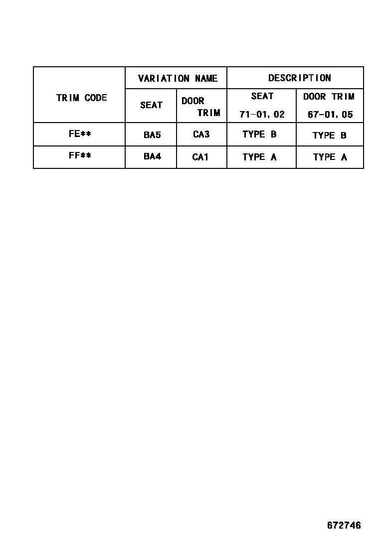 Toyota COROLLA 前门板和前门玻璃 EPC diagram — 672746