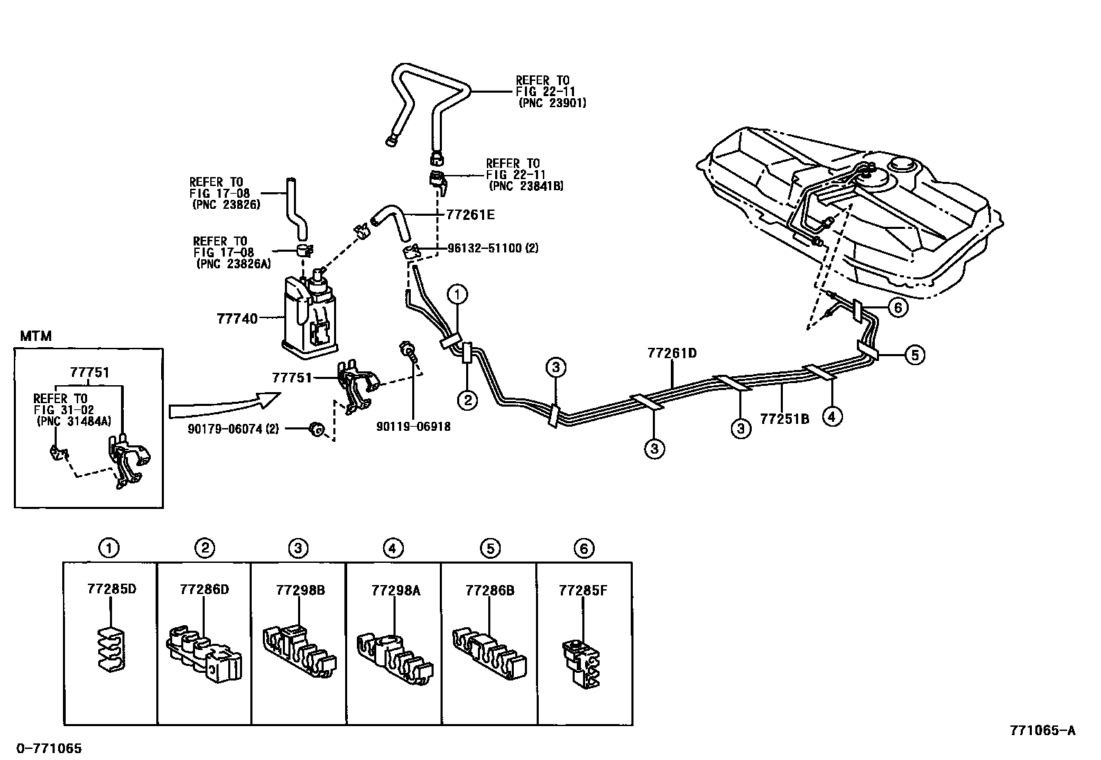 Toyota COROLLA 燃油箱和燃油管 EPC diagram — 771065A