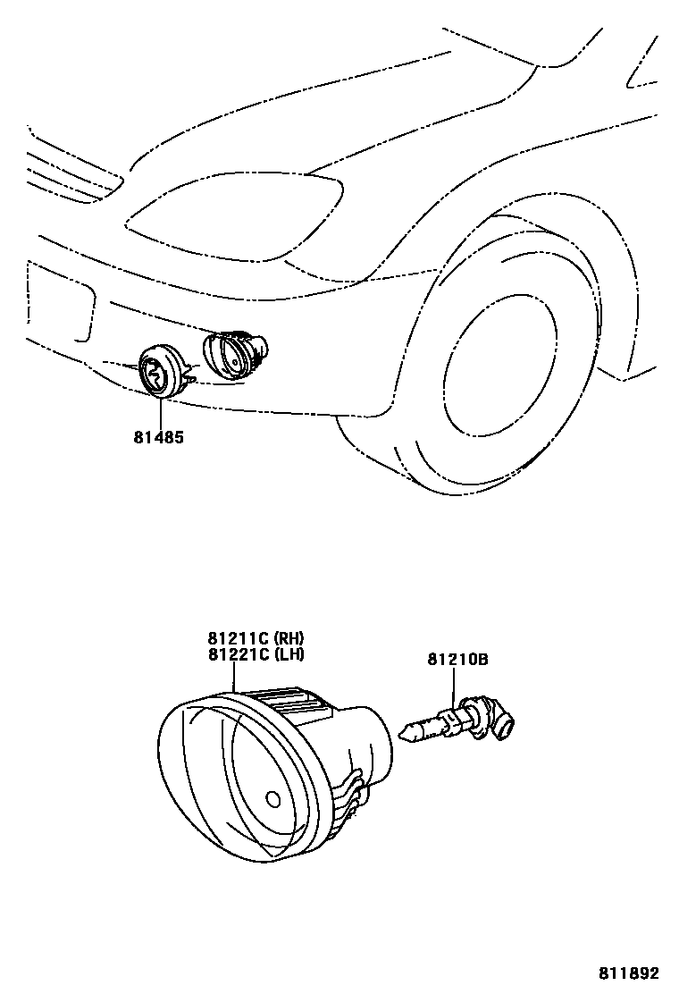 Toyota COROLLA Fog Lamp EPC diagram — 811892