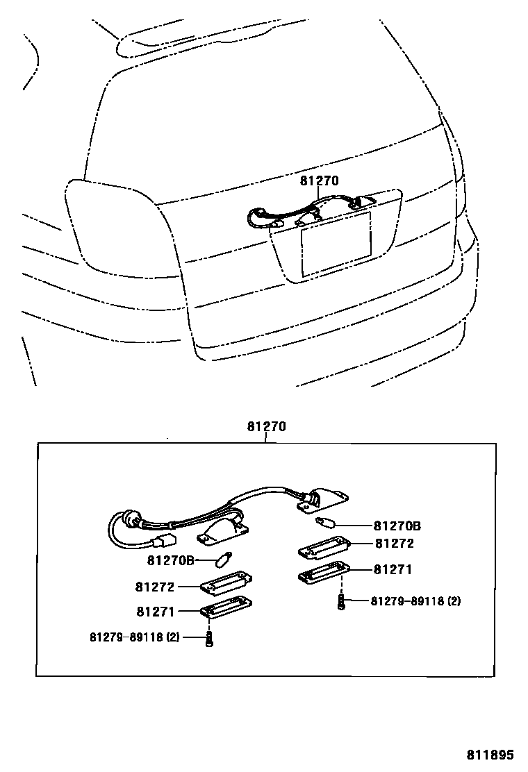 Toyota COROLLA 后牌照灯 EPC diagram — 811895
